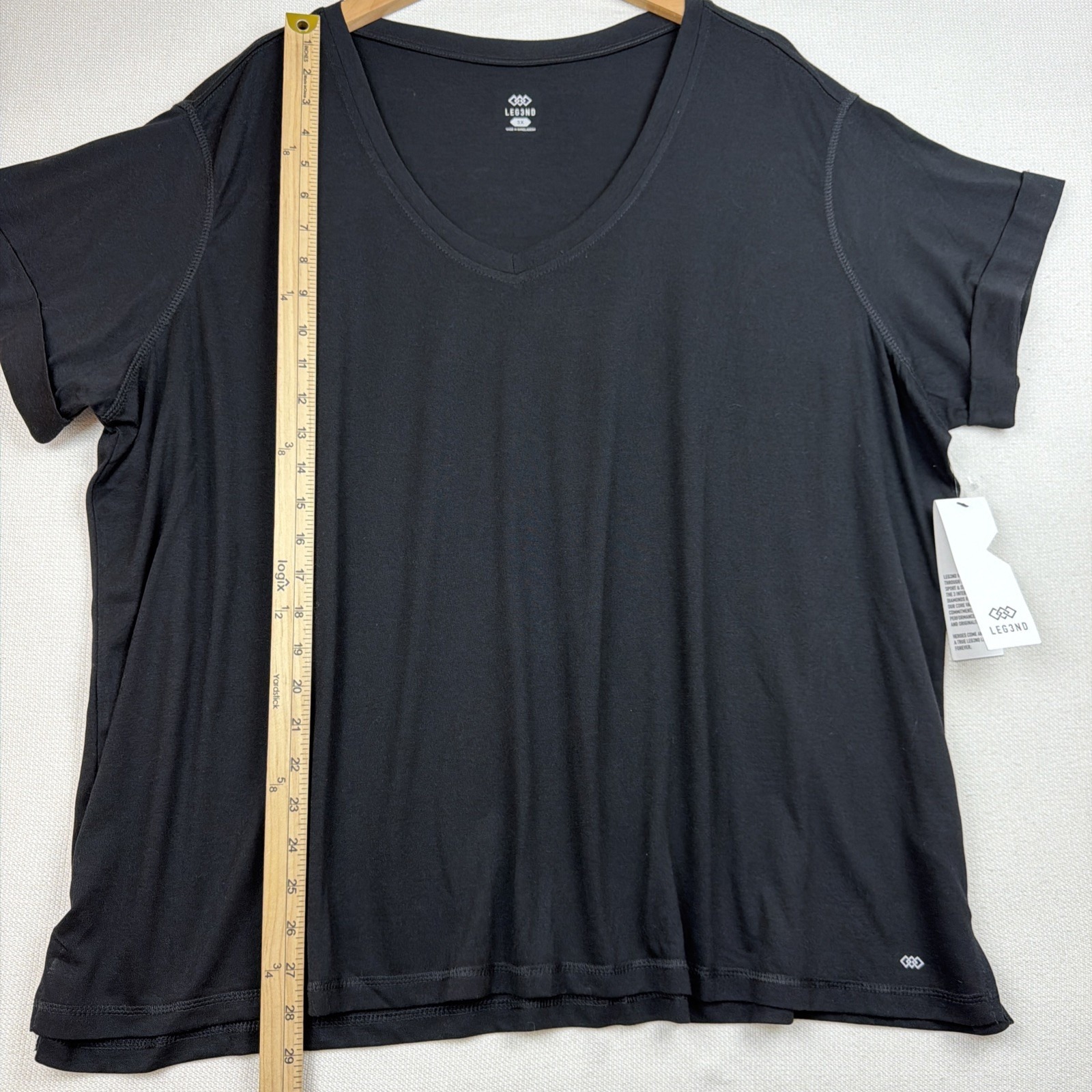 Leg3nd Athletic V-Neck Short Sleeve Top Shirt Size 3x Black Nwt Activewear — image 5 of 8
